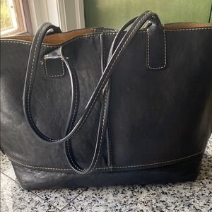 Frye Black Leather Tote Bag